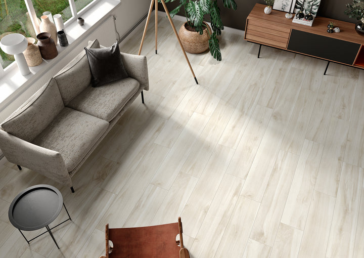 Sabik InOut White 9x47 Wood Look Porcelain Plank Tile