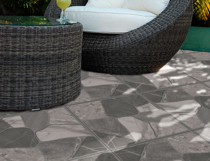 Grey Rocks Textured Outdoor Ceramic Patio Tile 18x18 Ceramic Tile 2