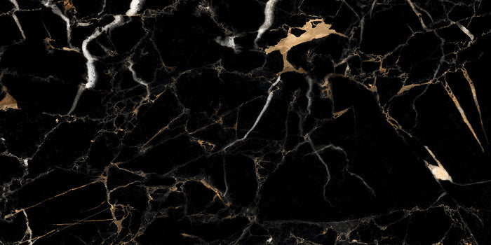 Azulejo de porcelana Nero Laurent de 24x48 con aspecto de mármol negro pulido 4