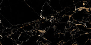 Nero Laurent 24x48 Polished Black Marble Look Porcelain Tile