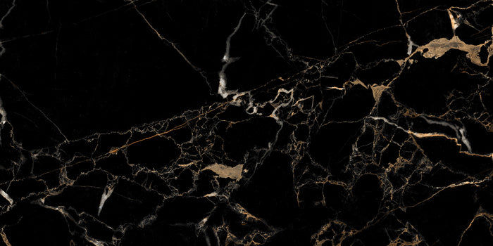 Azulejo de porcelana Nero Laurent de 24x48 con aspecto de mármol negro pulido 5