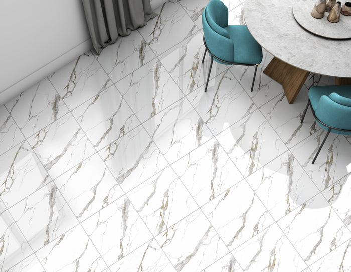 Carrara Plus 22x22 Glossy Marble Look Ceramic Tile 2