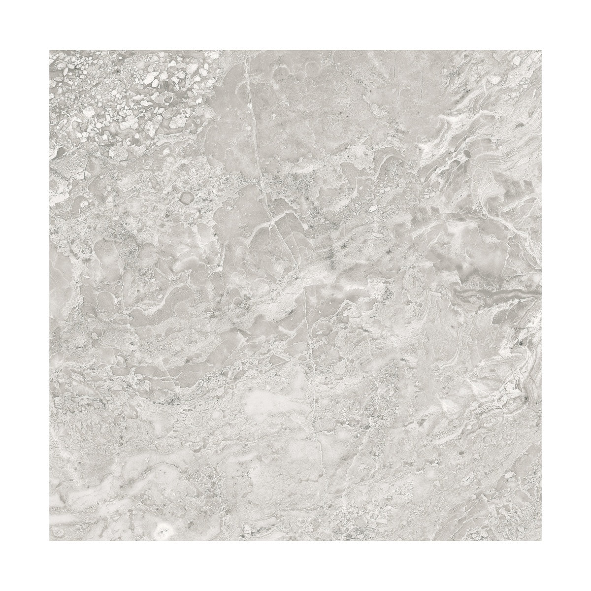 Brescia Grey 22x22 tile face variation with a soft, cloudy grey marble pattern
