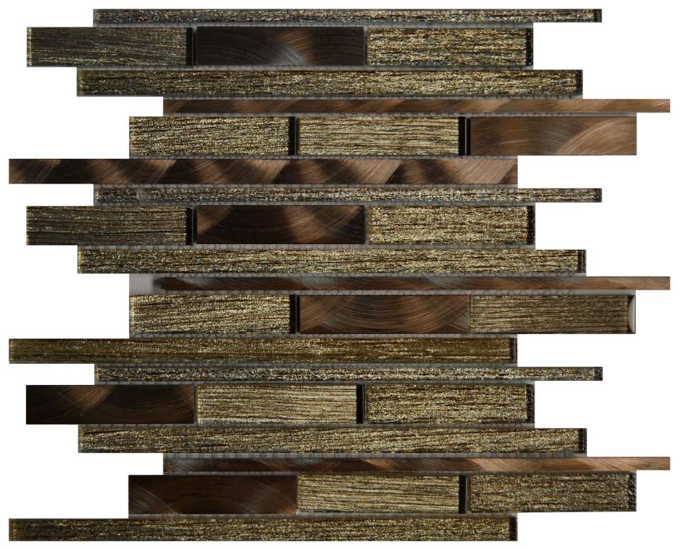 Silk Coffee Linear Glass Mosaic 12x12 Sheet