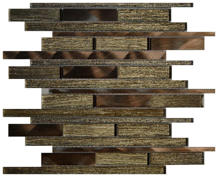 Silk Coffee Linear Glass Mosaic 12x12 Sheet 1