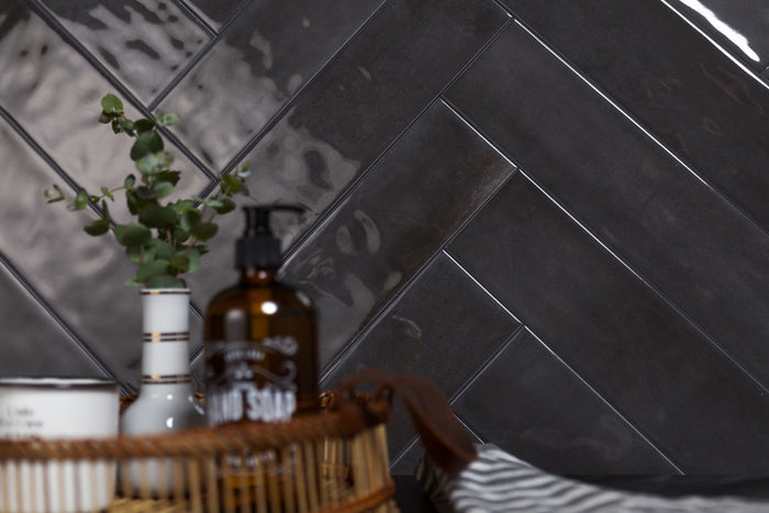 Village Carbon Glossy 4x16 Ceramic Wall Tile 2