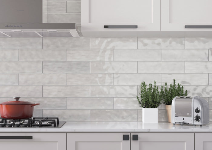 Village Off White Glossy 4x16 Ceramic Wall Tile 2