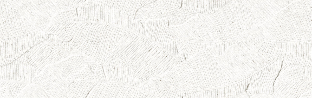 Verona Botania White Leaf Deco 12x40 Ceramic Wall Tile