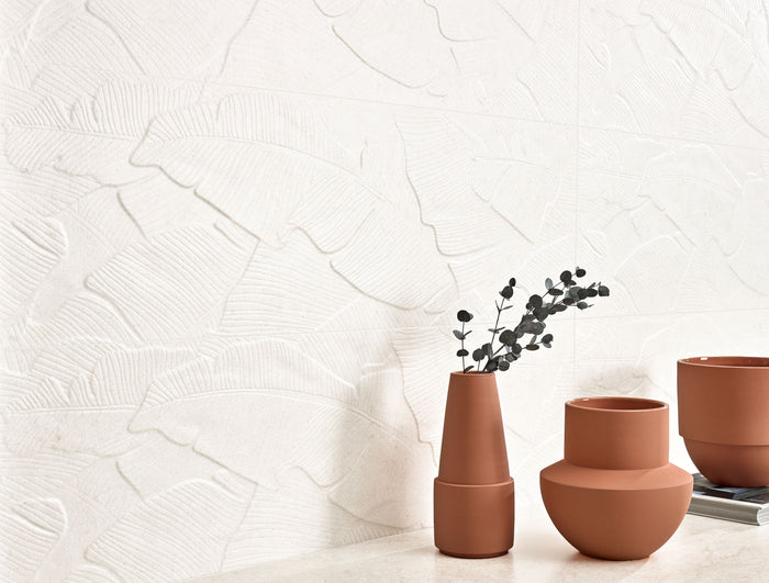 Verona Botania White Leaf Deco 12x40 Ceramic Wall Tile 2