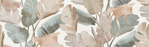 Enya Leaves White 12x40 Ceramic Wall Tile