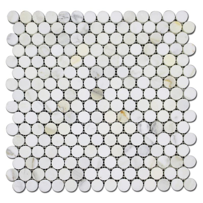Calacatta Penny Round Mosaic Tiles 4