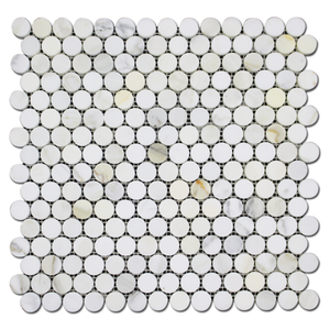 Calacatta Penny Round Mosaic Tiles