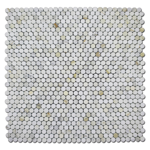 Calacatta Penny Round Mosaic Tiles in a full sheet