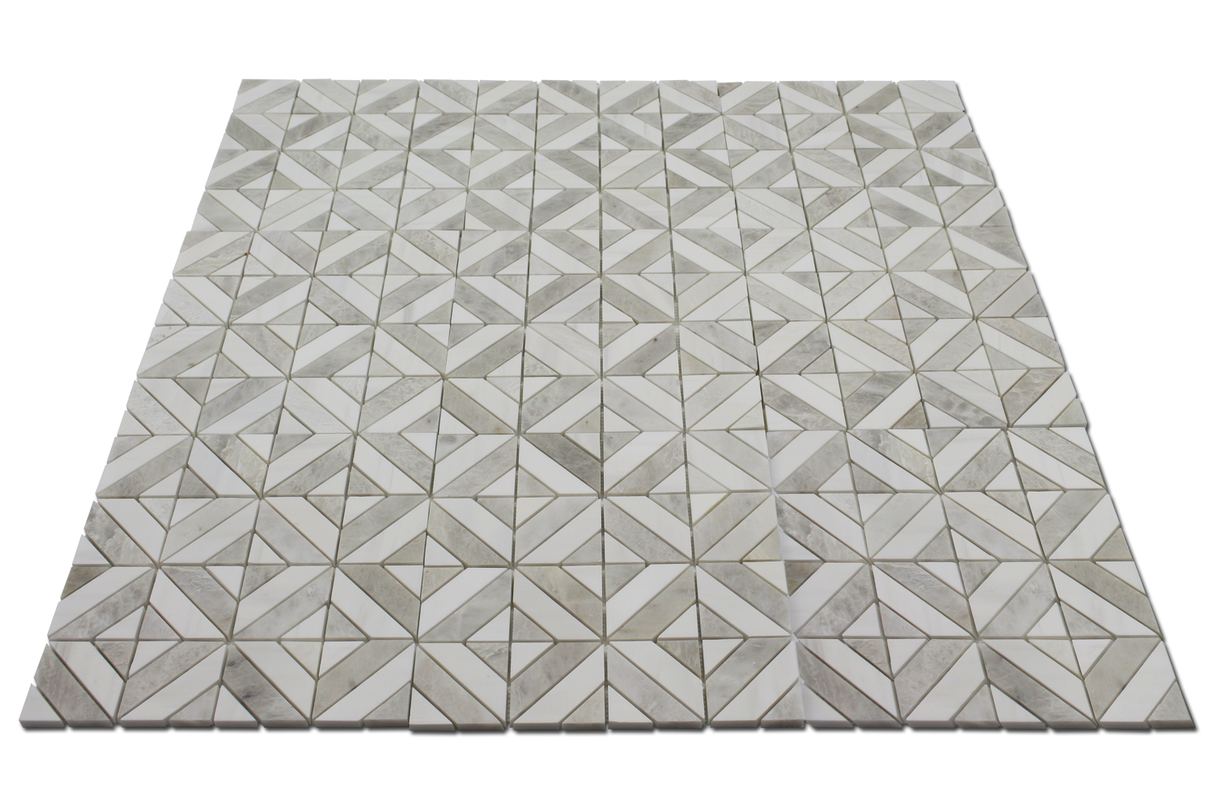 Angled Matrix Dolomite & Iceberg Mosaic Tile