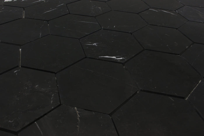 Taurus Black 4" Honeycomb Mosaic Tile 1