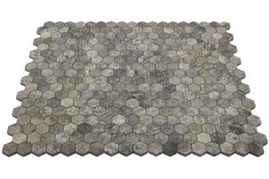 Angled Silver Travertine Honeycomb Mosaic Tile