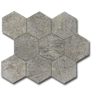 Silver Travertine 4" Honeycomb Mosaic Tile