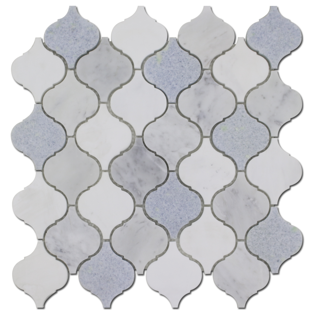 Arabesque Carrara Blue Celeste Marble Mosaic Tile