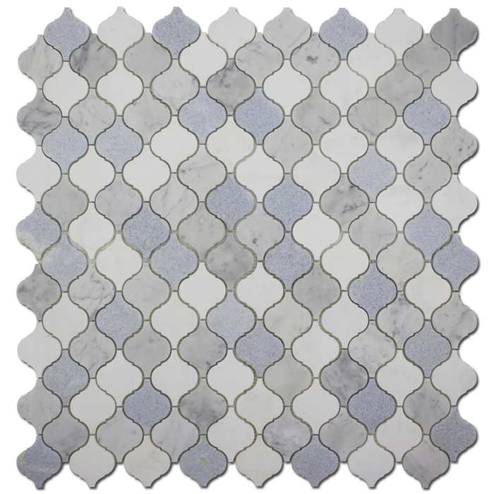 Arabesque Carrara Blue Celeste Marble Mosaic Tile 2