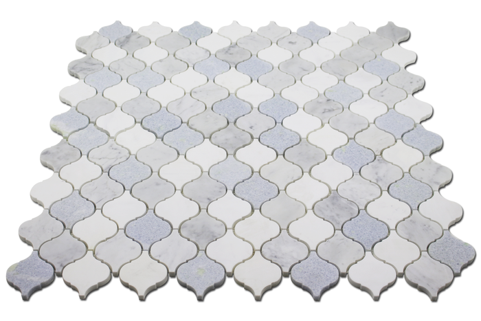 Arabesque Carrara Blue Celeste Marble Mosaic Tile 3