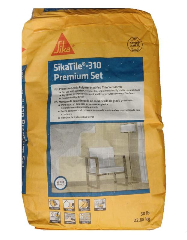 SikaTile-310 Premium Set Thin-Set Mortar, White, 50 lb 1