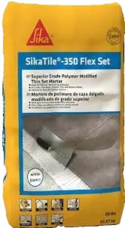 SikaTile-350 Flex Set Thin-Set Mortar, White, 50 lb 1