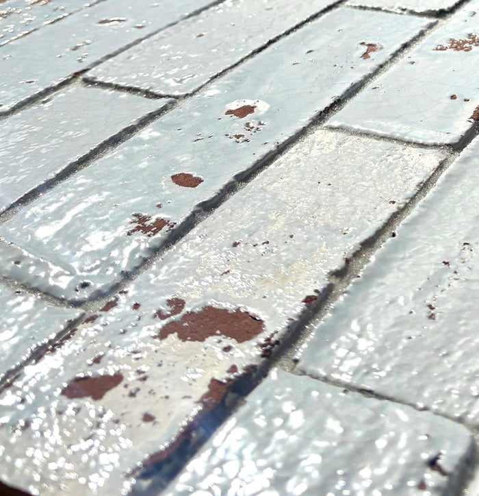 Artesano Cozumel Blue Glossy Brick 2x9 Clay Tile 3