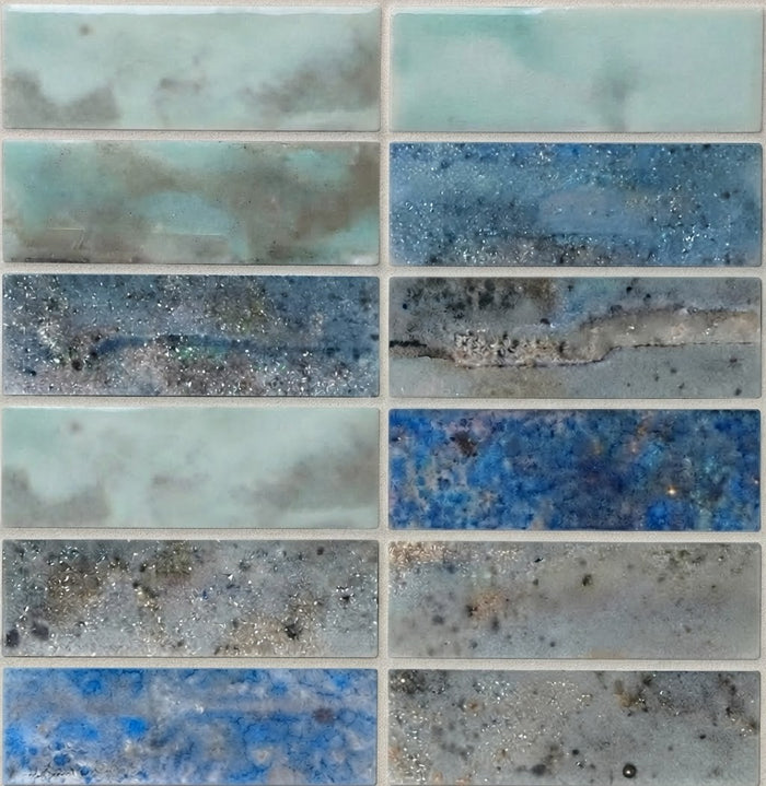 Caleido Jade 2x6 Glass Mosaic Tile 12x12 Sheet 1