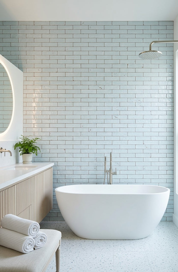 Artesano Cozumel Blue Glossy Brick 2x9 Clay Tile 4