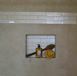 DIY Bathroom Shampoo Soap Shelf Dish Shower Niche Recessed Tile